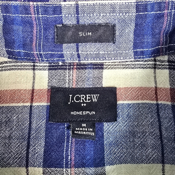 J. Crew | 100% Hand Spun Cotton Slim Fit Plaid Flannel Button Down Mens Shirt - Picture 4 of 15